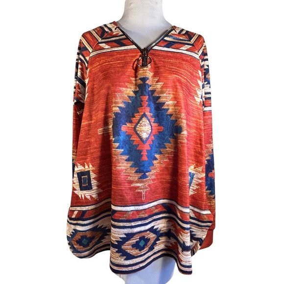 Collection by Cezele Tops - Collection by Cezele Distracted by You Southwestern Women Shirt Size Small